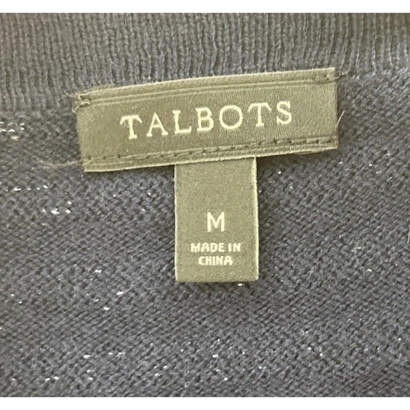 Beautiful Talbots striped open Silver Shimmer Cardigan sweater Size Medium
