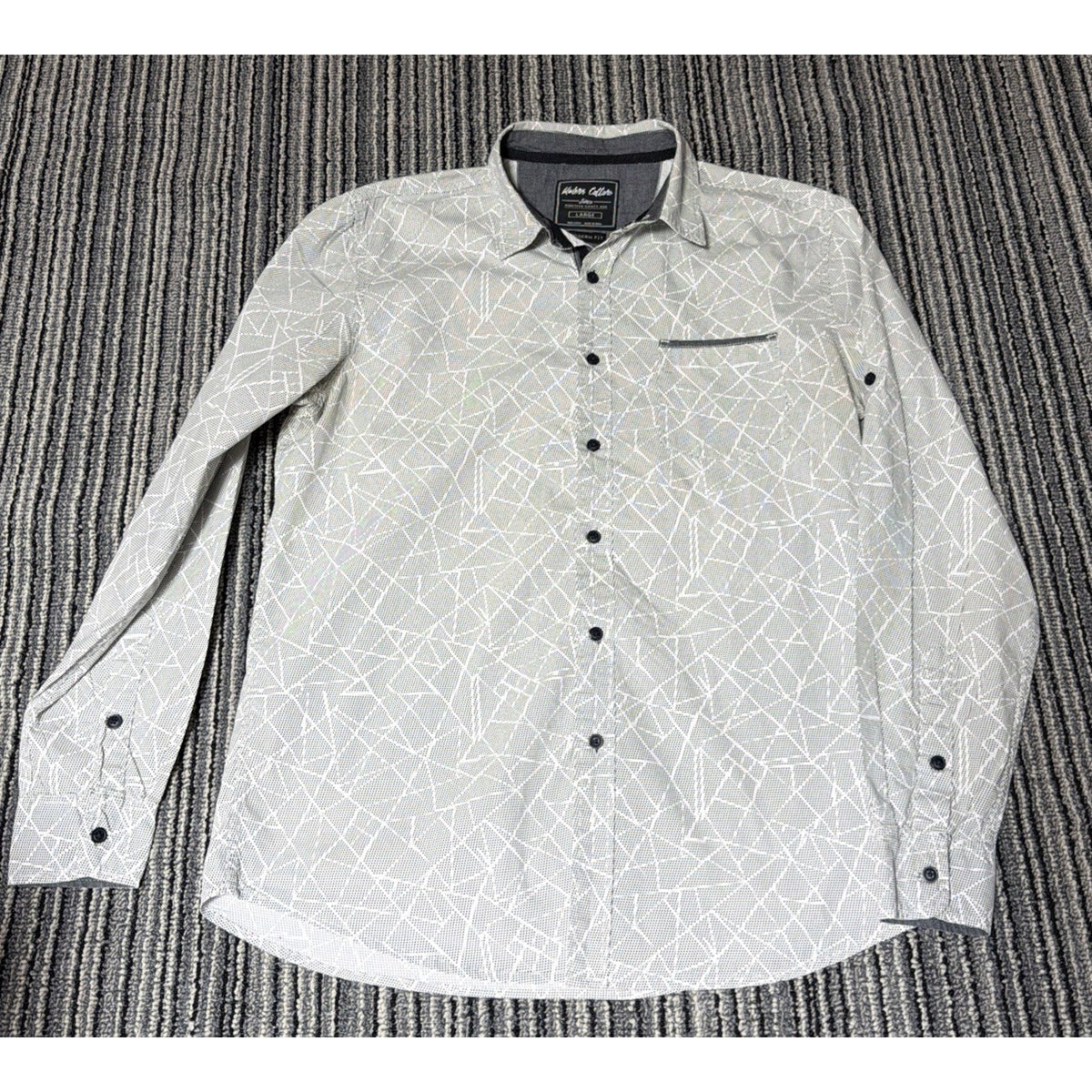 Modern Culture Men's Large Geometric Print Long Sleeve Button Down Shirt