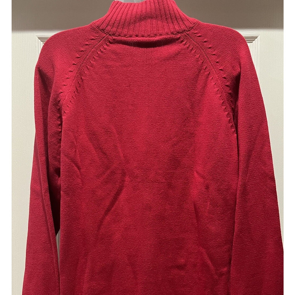 Kim Rogers Red Knit Full Zip Sweater Pockets Women's Size Large New Old Stock