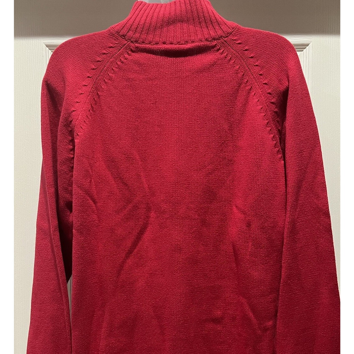 Kim Rogers Red Knit Full Zip Sweater Pockets Women's Size Large New Old Stock