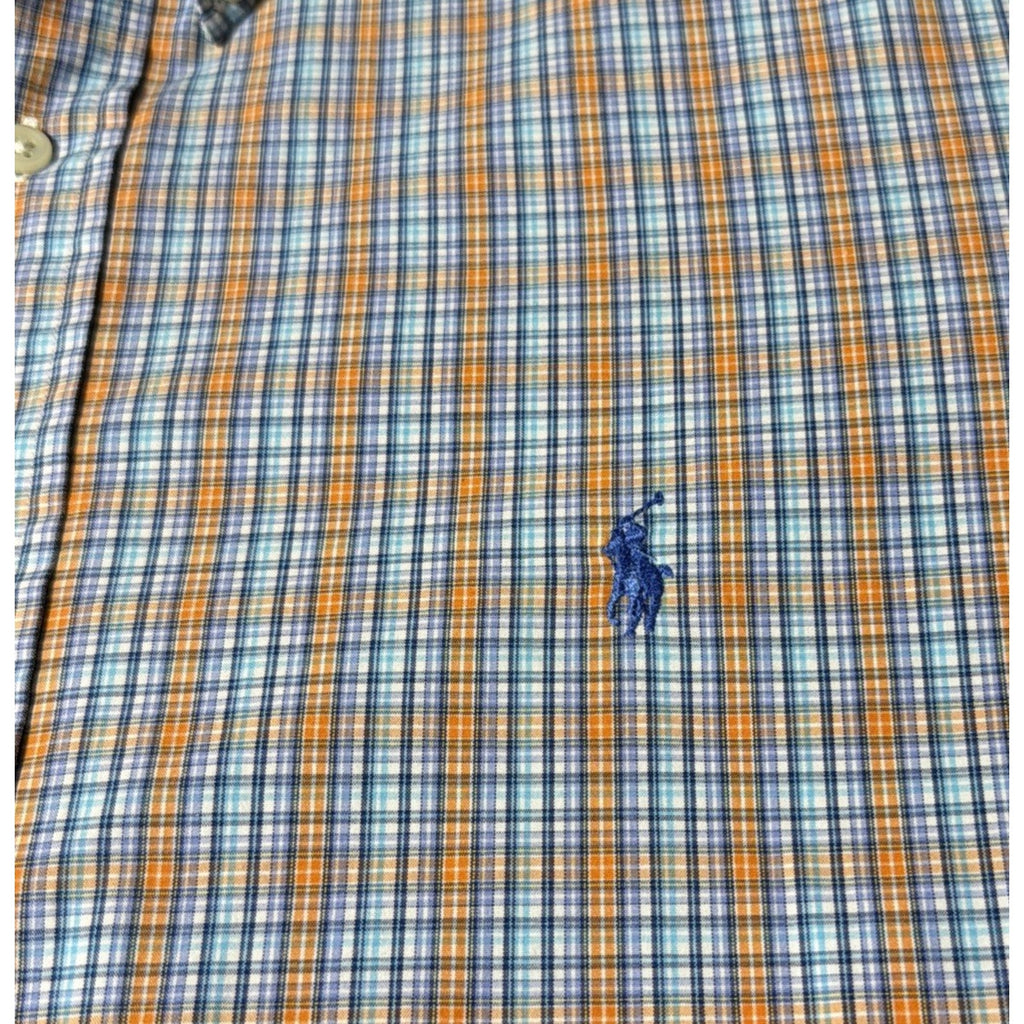 Ralph Lauren Shirt Mens Big 2XL Blue Plaid Classic Fit Button Preppy Collar