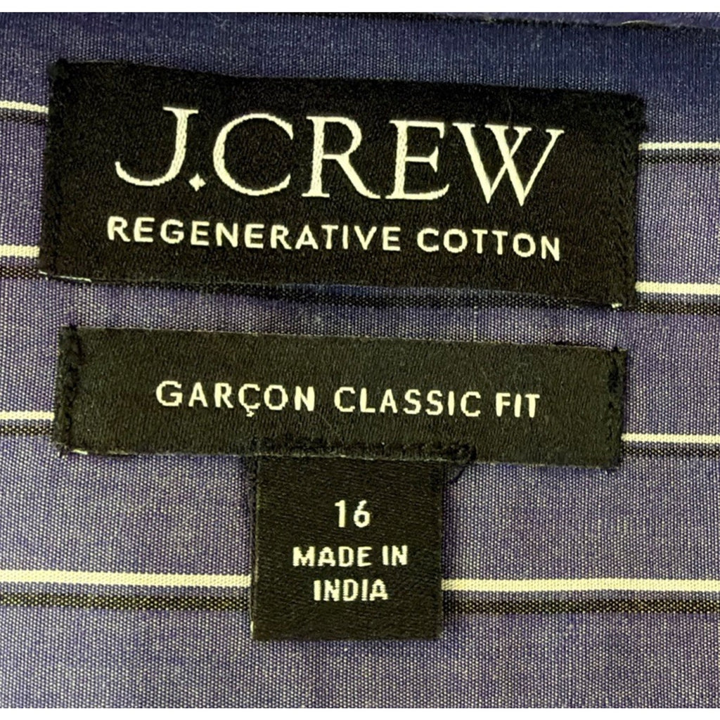 J Crew Shirt Womens 16 Blue Poplin Button Up Garçon Classic Fit Long Sleeve