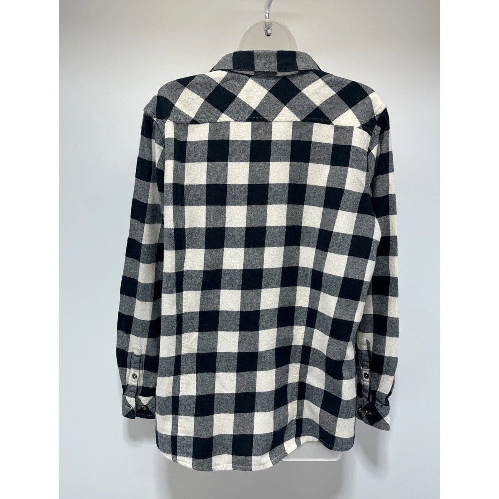 Natural Reflections Womens XL Plaid Flannel Shirt White Buffalo Check Boyfriend