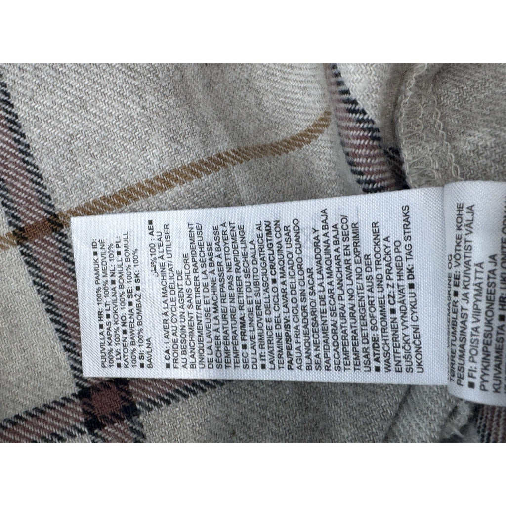 Old Navy Womens The Boyfriend Flannel Shirt Button Down Plaid Gray Purple Small
