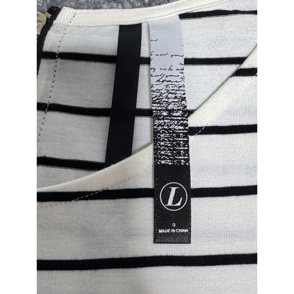 Kensie Women's Dress Striped White/Black Sleeveless Size Large New