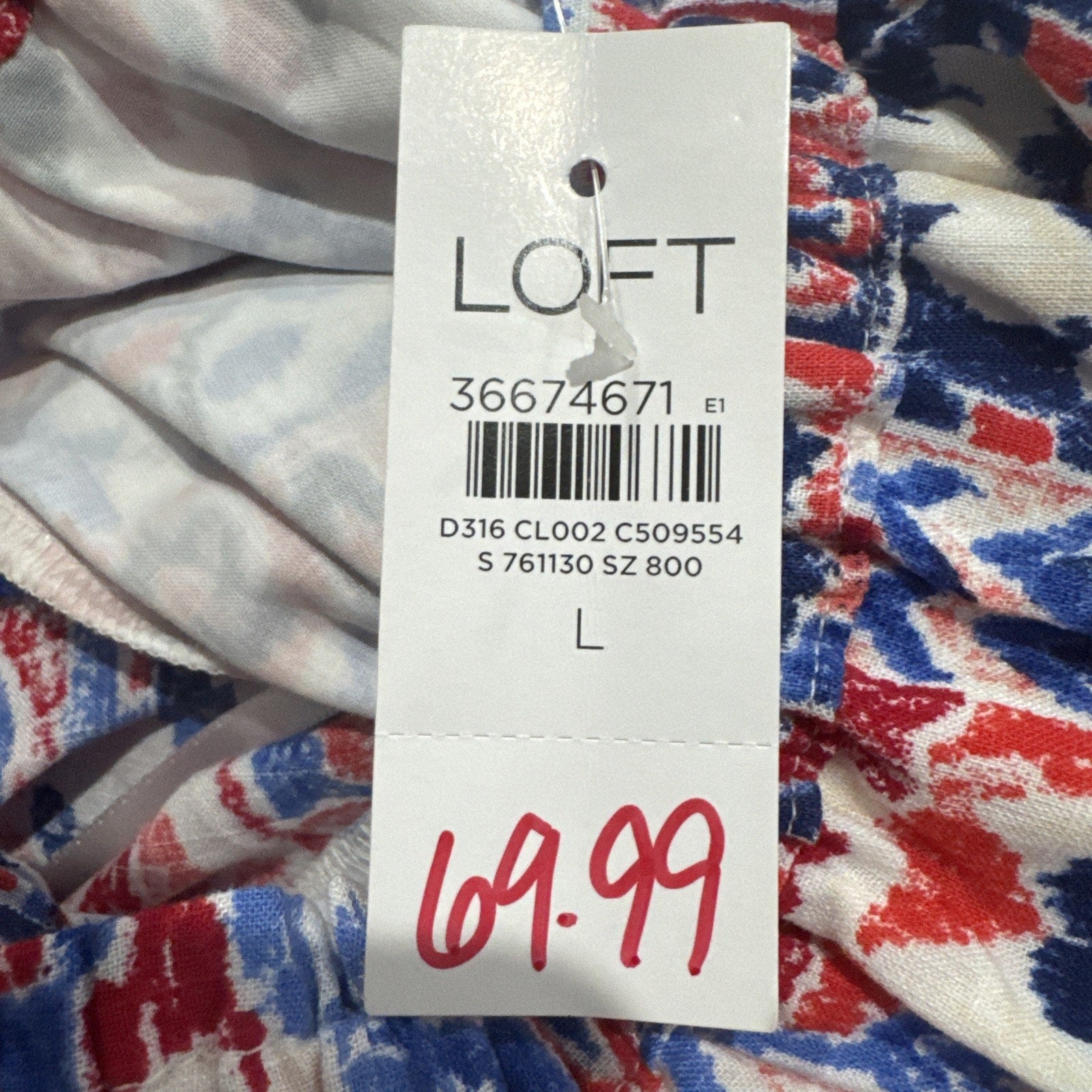 LOFT Floral Smocked Waist Dress L Puff Sleeve Tie Belt Boho Mini Cottagecore NWT