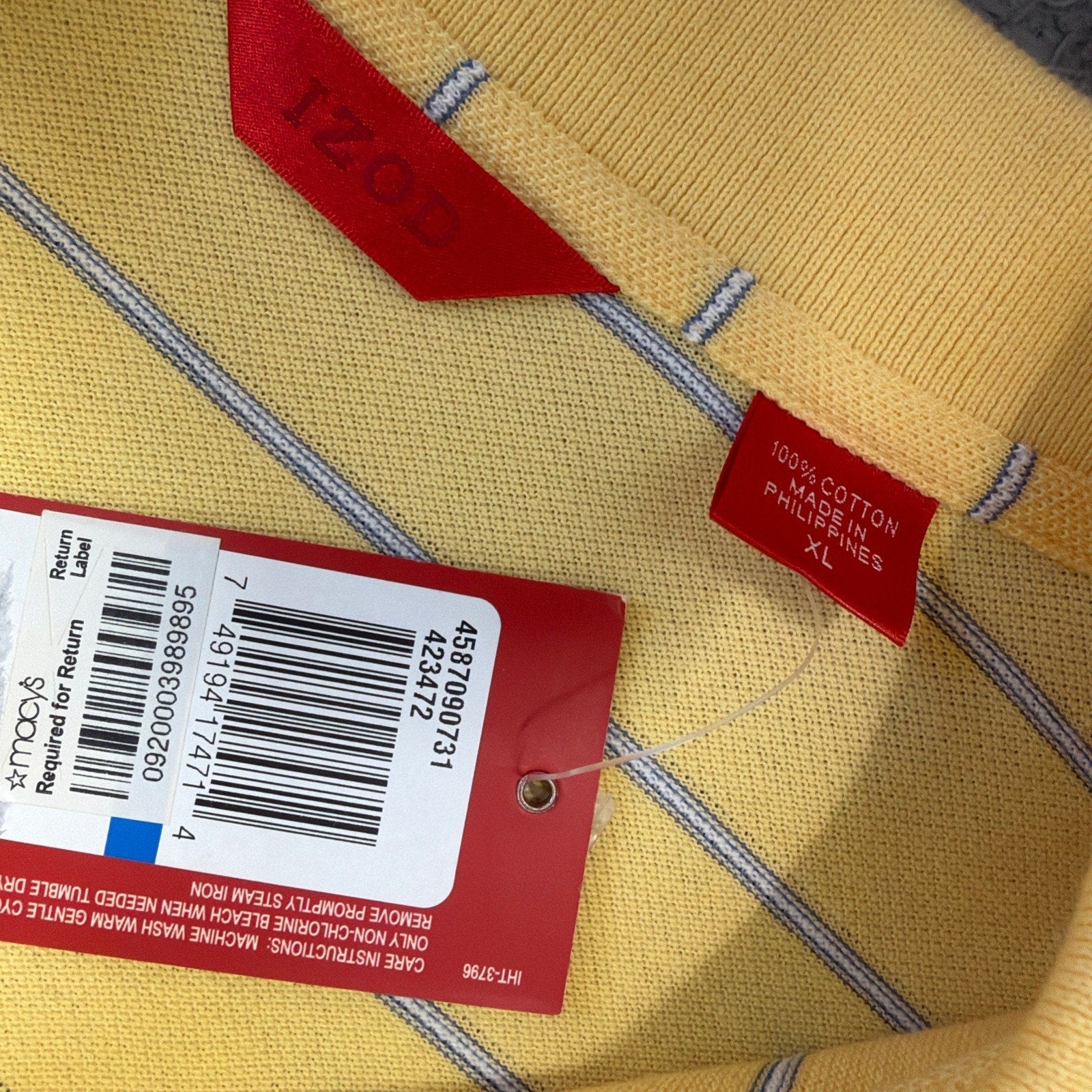 IZOD Luxury Sport Mens XL Polo Shirt Yellow Stripped Premium Cotton NWT