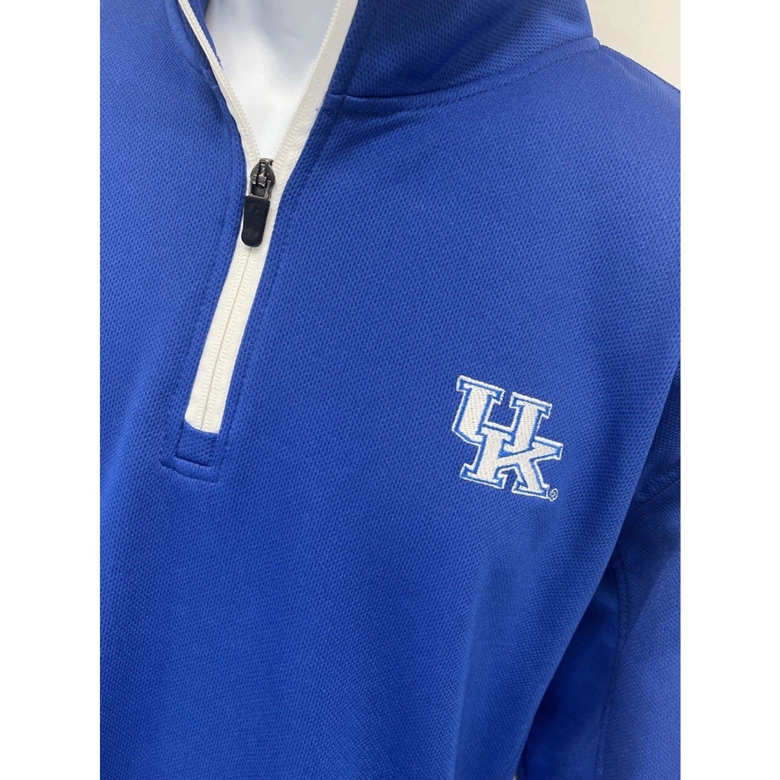 Kentucky Wildcats UK 1/4 Zip Fleece Pullover Mens L Blue Russell Performance