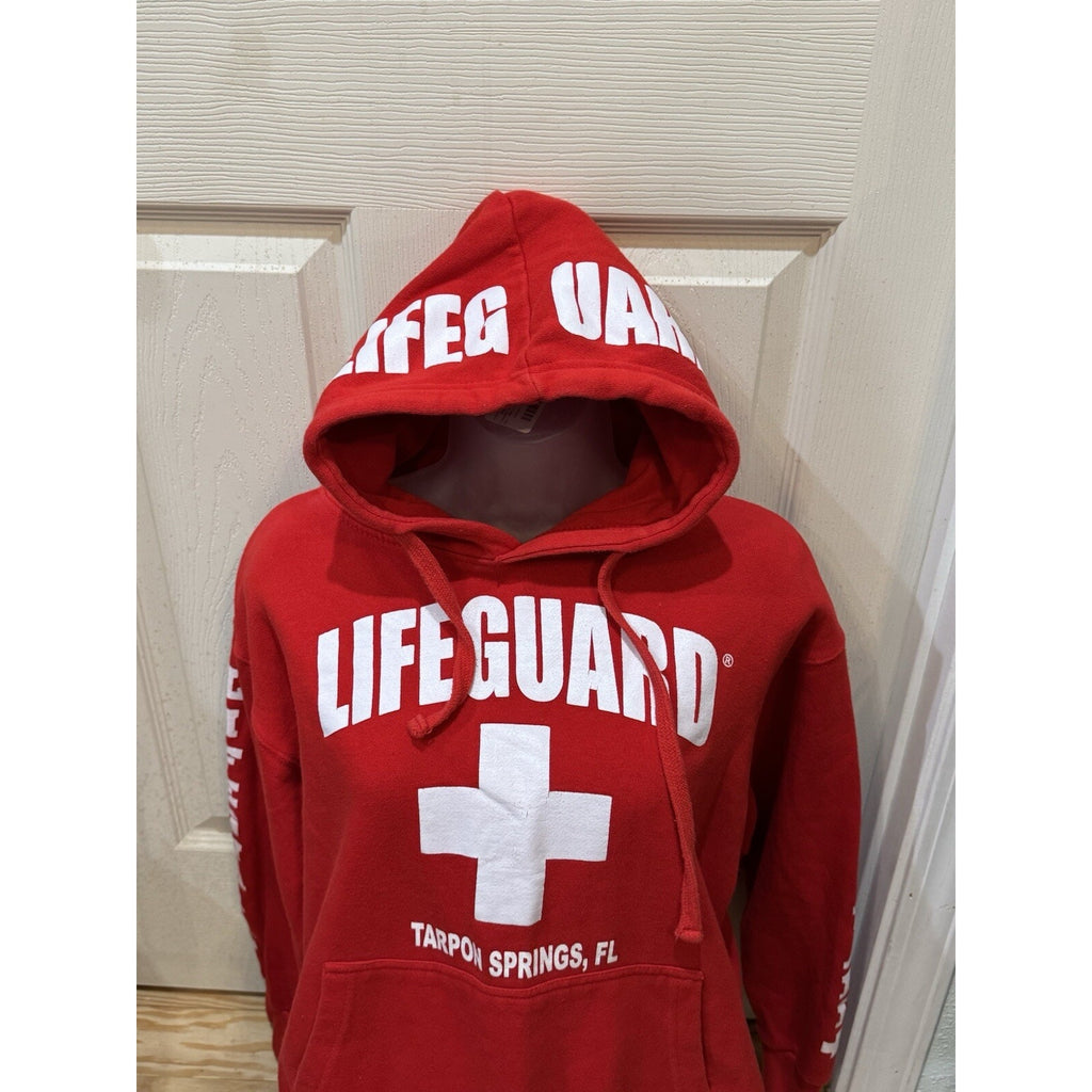 Lifeguard Hoodie Sweatshirt Womens Medium Tarpon Springs Florida Red Official