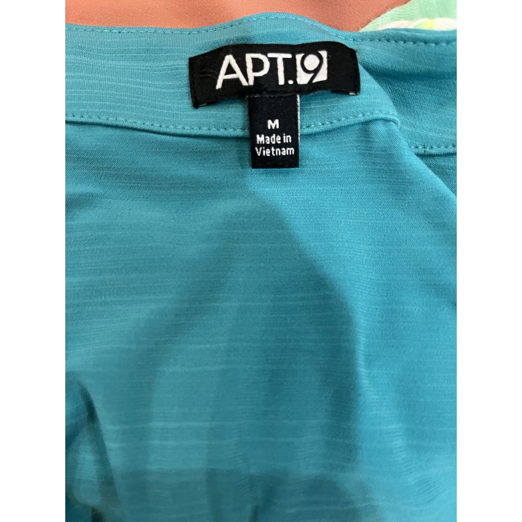 Apt 9 Green Short Sleeve Blouse Scoop Neck Bow Hem Women's Size Medium