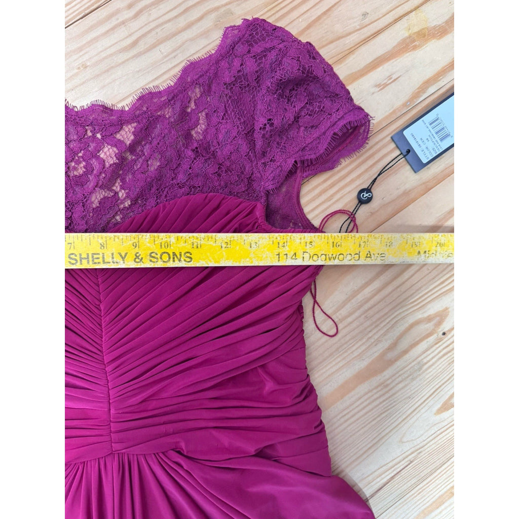 NWT By Adrianna Papell Draped Lace Shoulder Dress/Gown Pomegranate Size 10