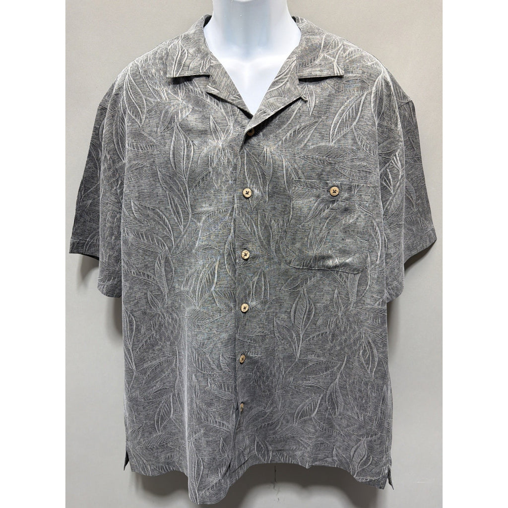 Island Shores Mens Button Up Floral XL Short Sleeve 100% Silk Hawaiian
