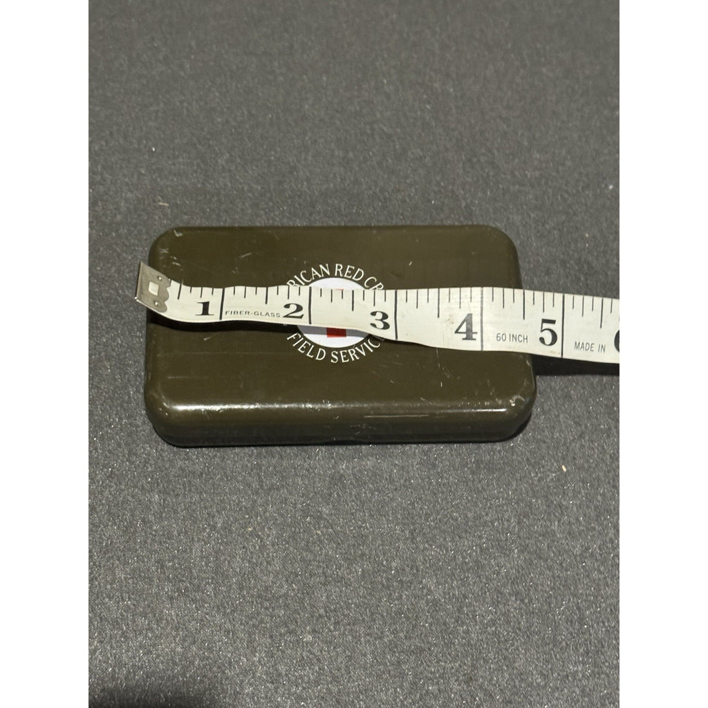 American Red Cross Field Service First Aid Metal Tin Olive Green 5” w/ Contents