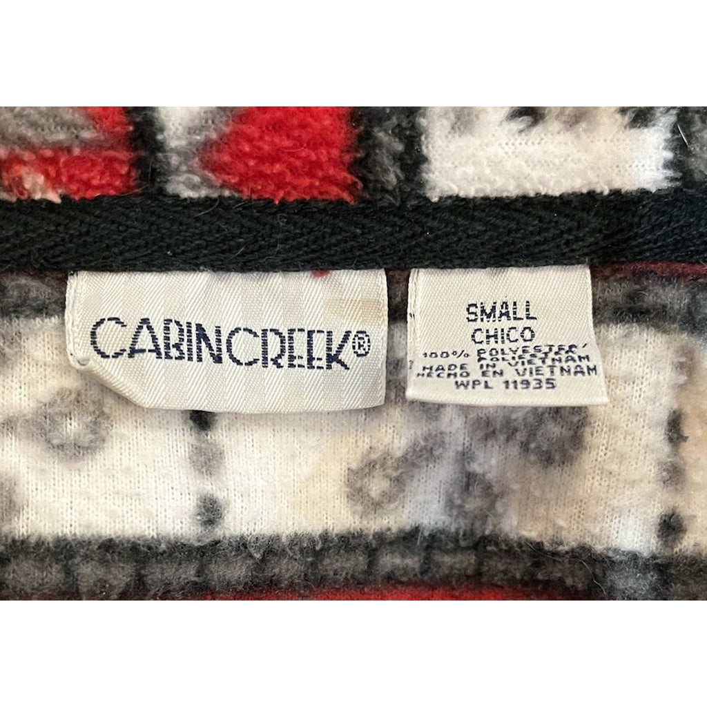 Cabin Creek Red White Black Quarter Zip Fleece Women’s Outerwear Size Medium