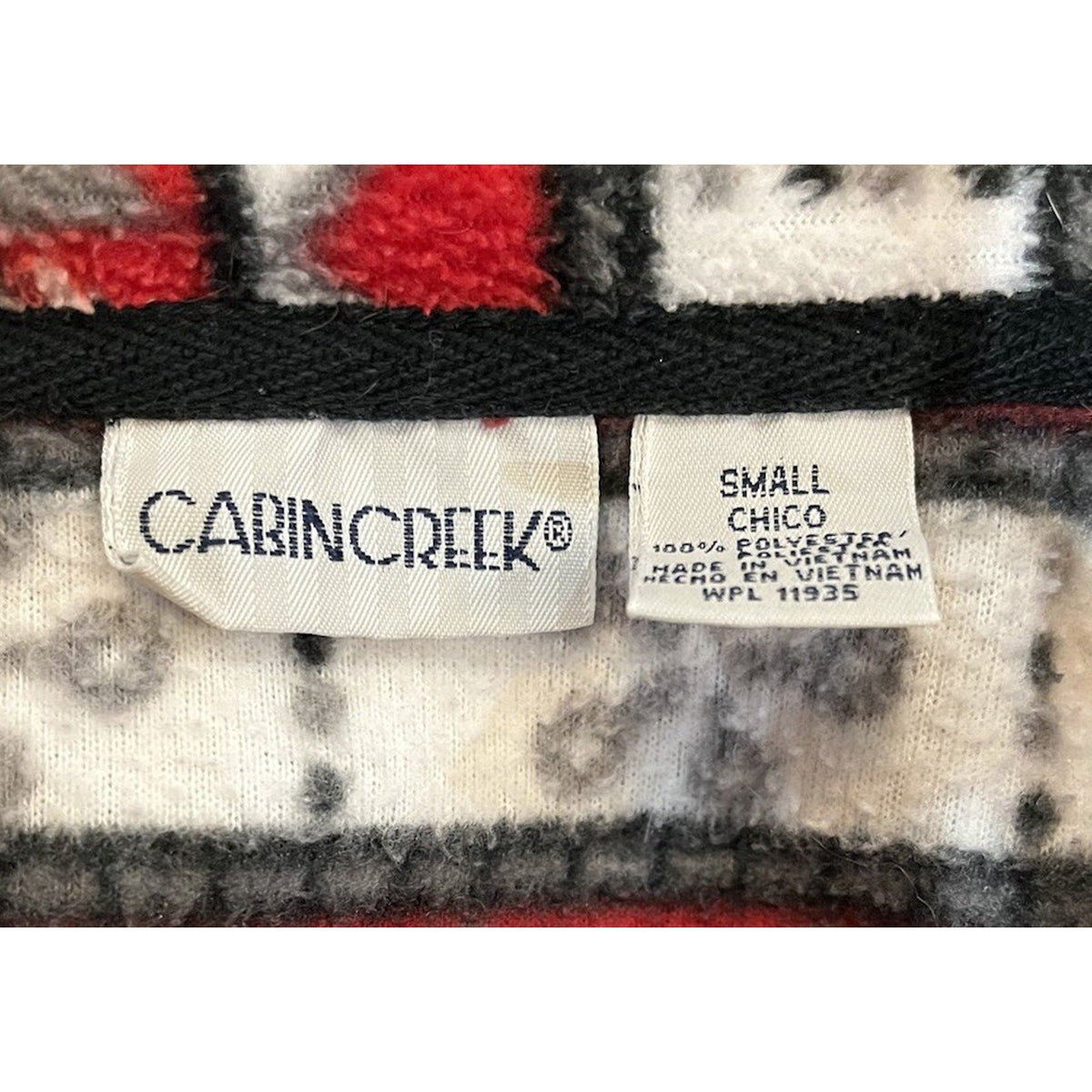Cabin Creek Red White Black Quarter Zip Fleece Women’s Outerwear Size Medium