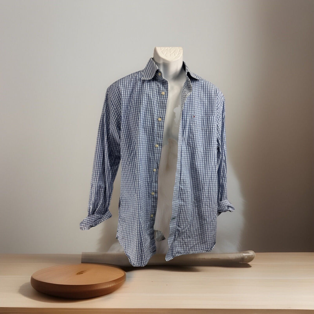Tommy Hilfiger Men's Button Dress Shirt Regular Fit Long Sleeve Blue Medium