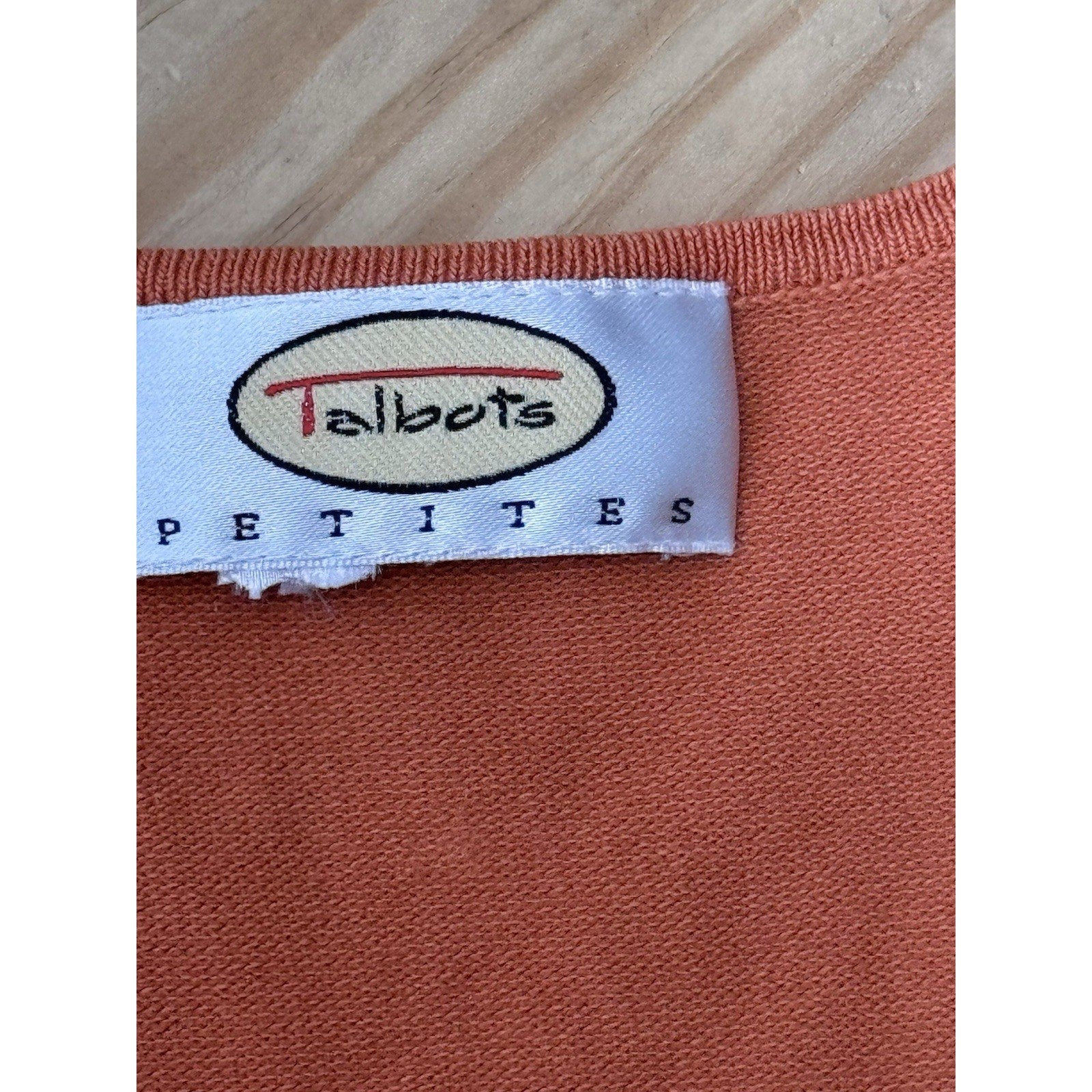 TALBOTS Coral Orange Faux Wrap 3/4 Sleeve Blouse Women’s Petite XL No Tag