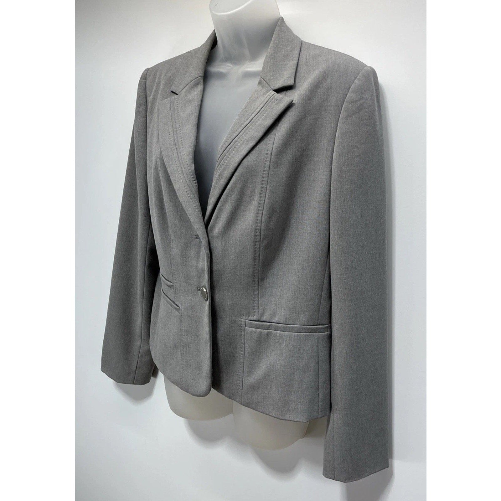 Calvin Klein Luxe Stretch 2 Button Notch Lapel Long Sleeve Lined Blazer Size 12