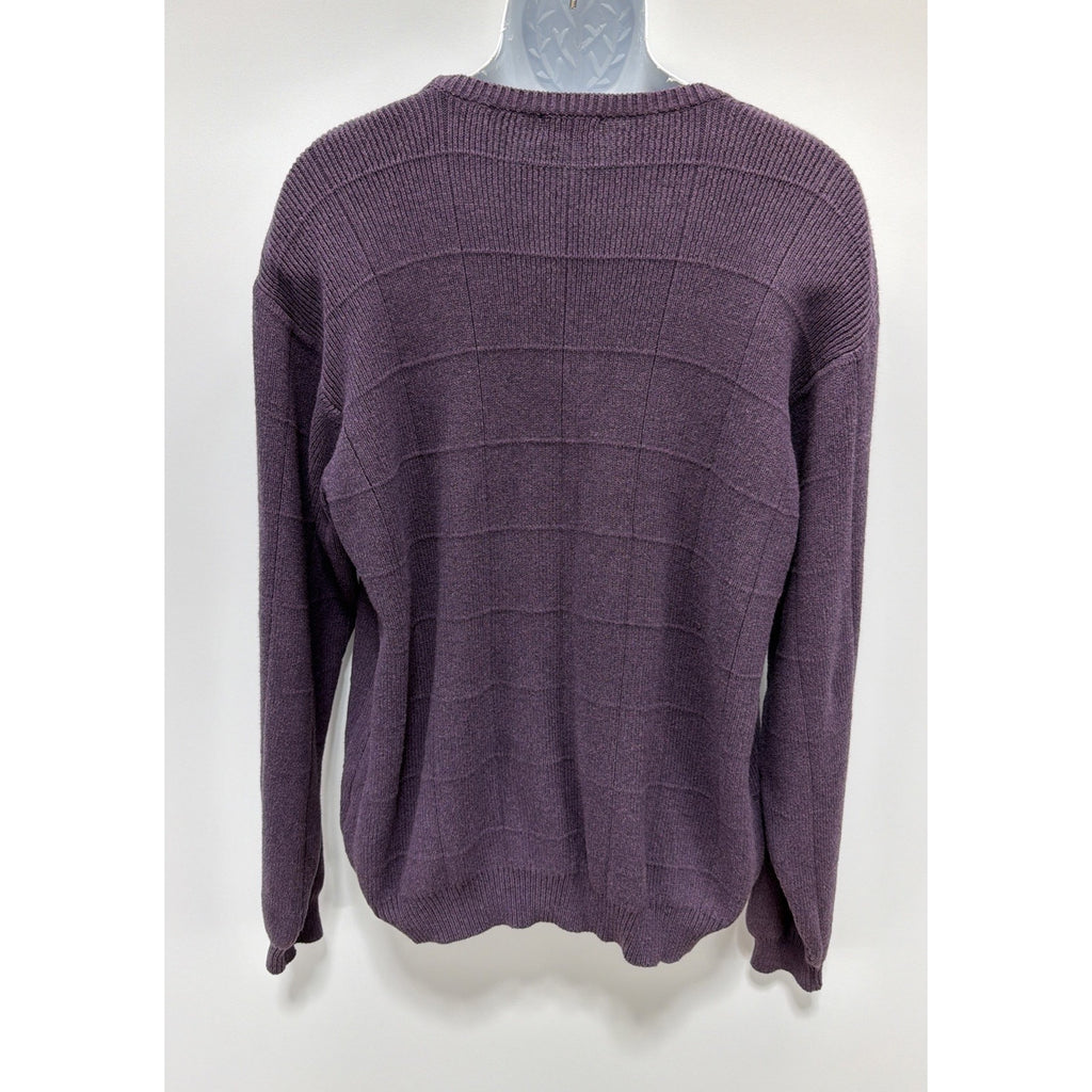 IZOD Men’s Purple Long Sleeved Sweater Size Large Circle Neck Made In Israel