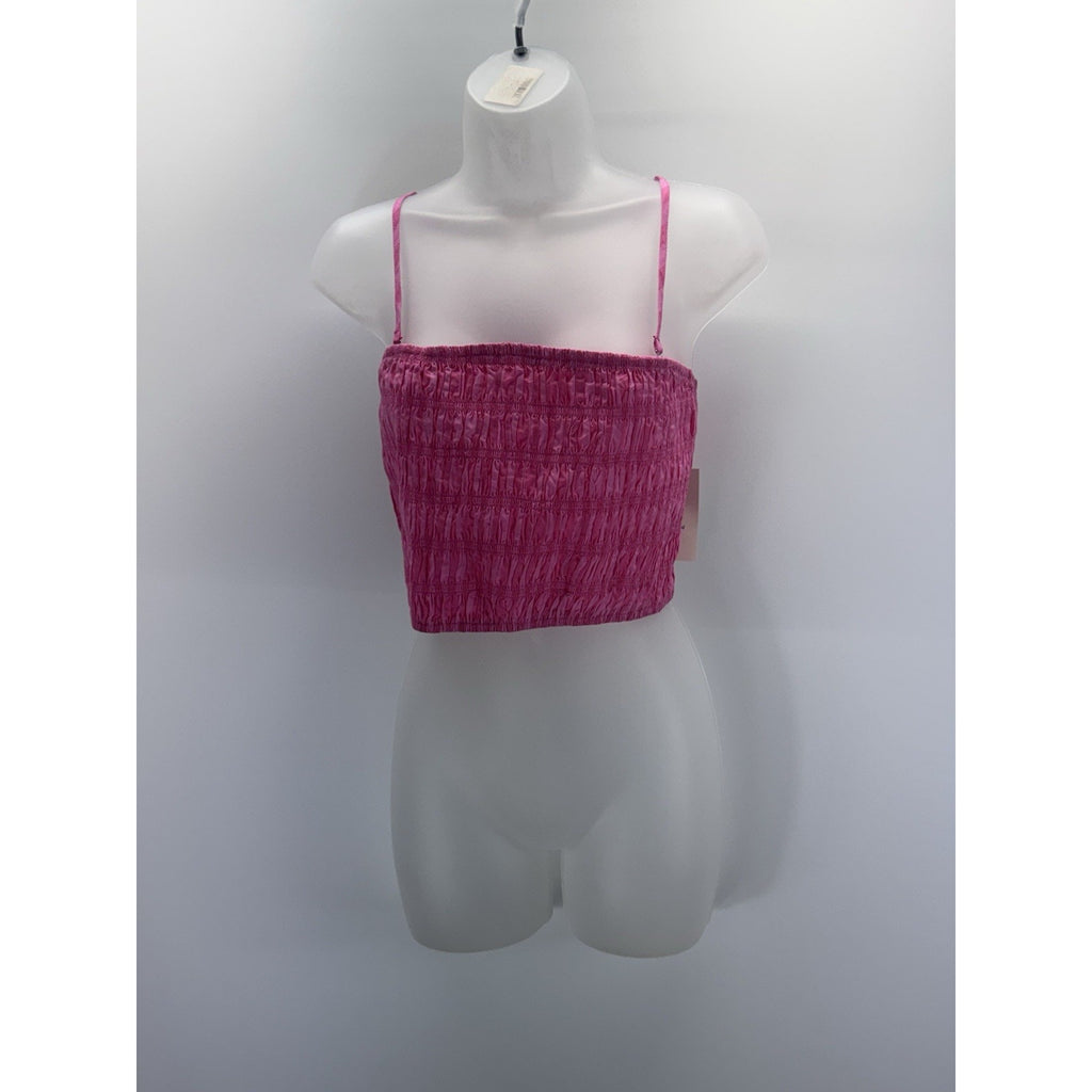A New Day Pink Ruched Crop Top Spaghetti Straps Women's Size X-Large