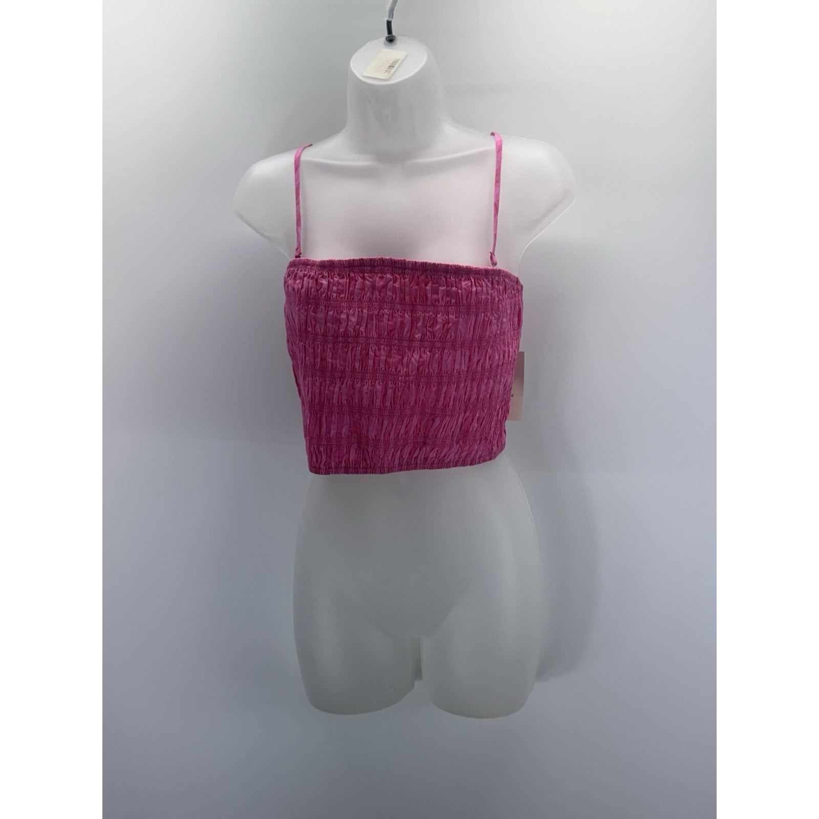 A New Day Pink Ruched Crop Top Spaghetti Straps Women's Size X-Large