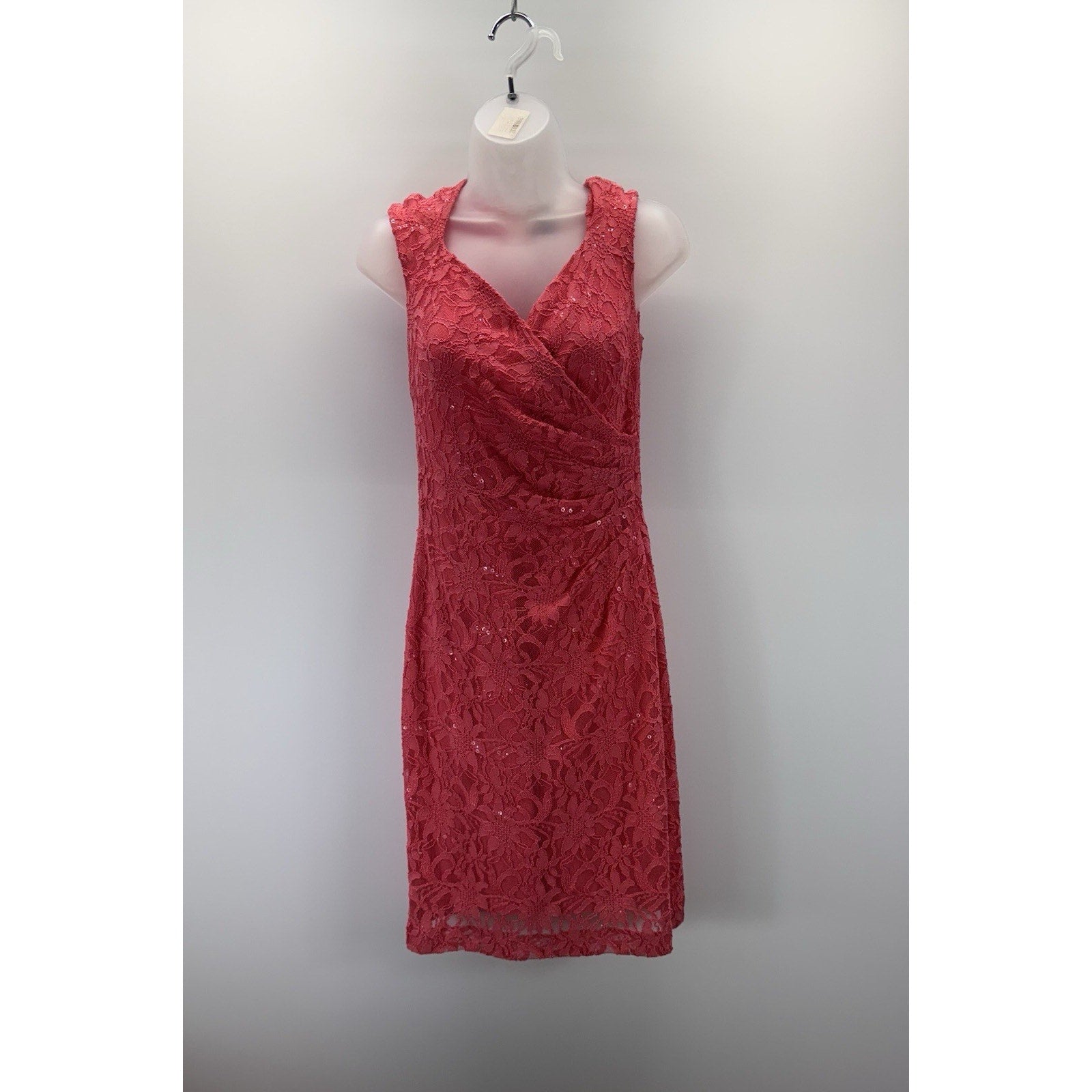Lauren Ralph Lauren Pink Floral Lace Ruched Women’s Dress Size 8 New With Tags