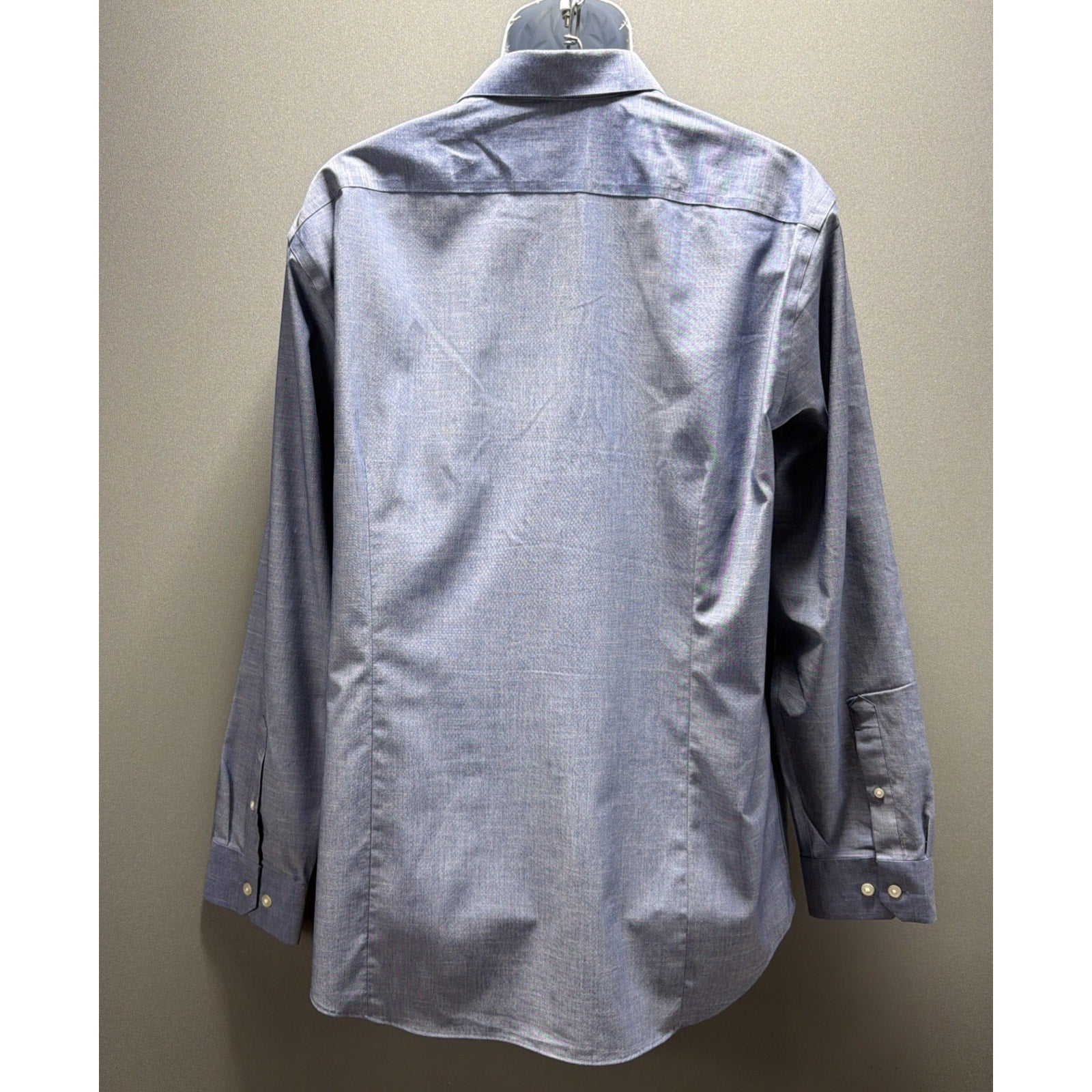 Banana Republic Men Size XL Solid Blue Non Iron Slim Long Sleeve Chambray Shirt