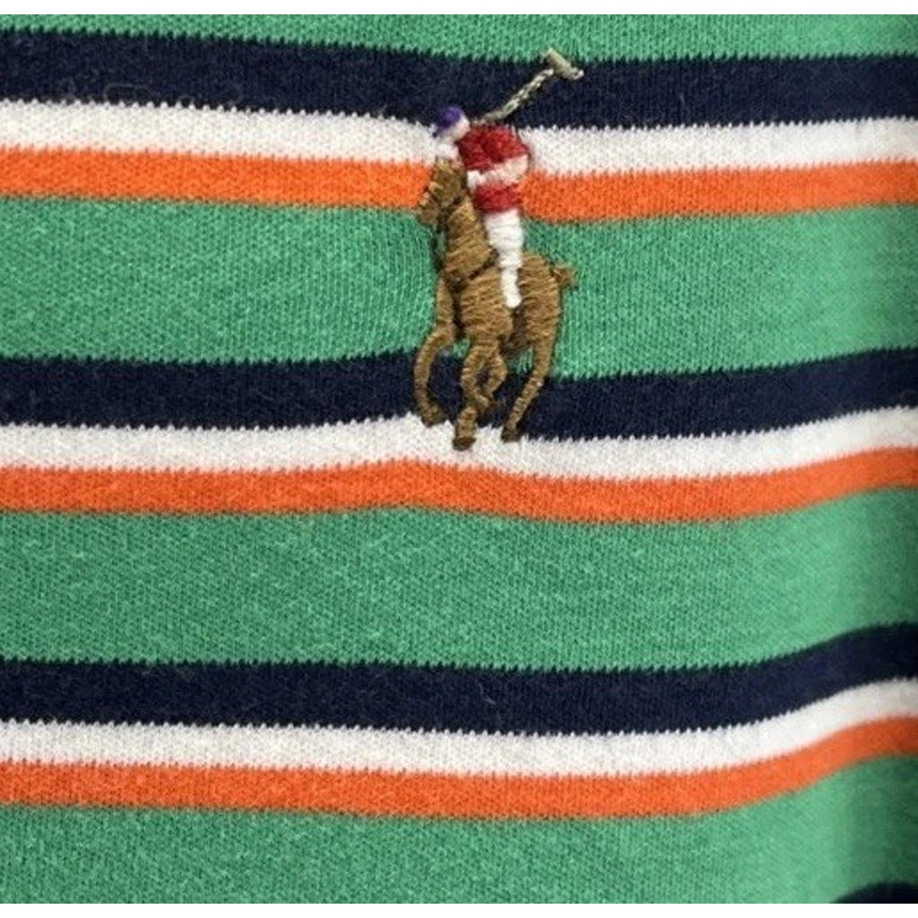 Polo Ralph Lauren Mens XL Green White Striped Pima Soft Touch Shirt Short Sleeve