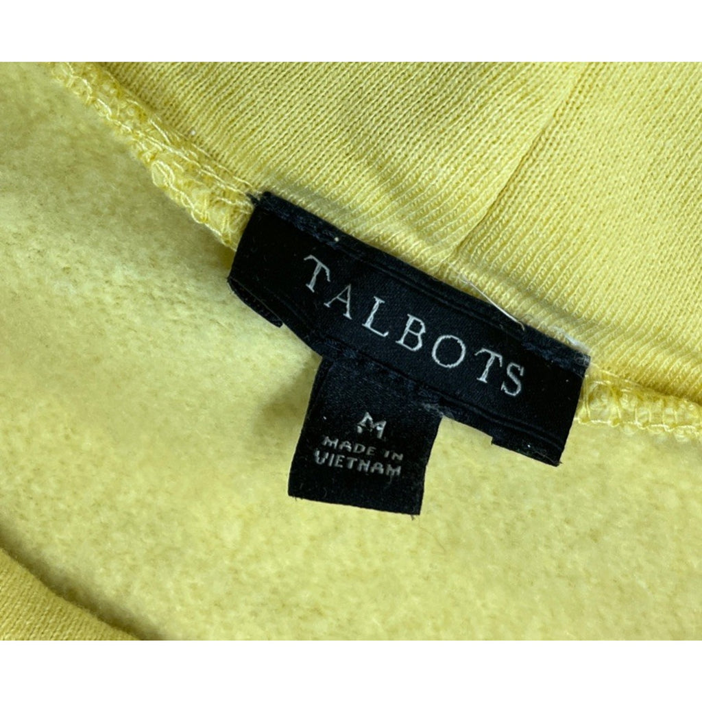 Talbots Pullover Sweatshirt Cowl Neck Yellow Buttons Long Sleeve Size M