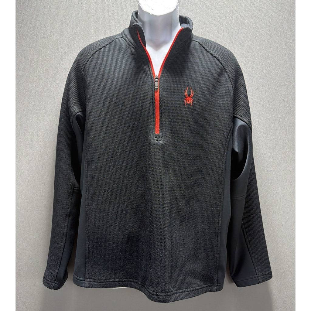 Spyder Core Sweater 1/4 Zip Pullover Men’s Large Black Red Fleece Performance