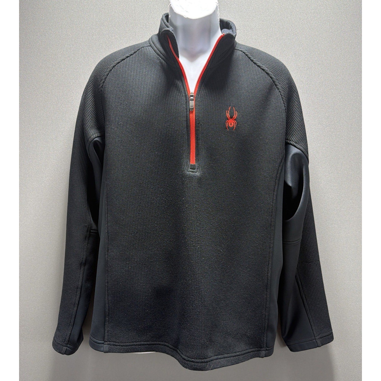 Spyder Core Sweater 1/4 Zip Pullover Men’s Large Black Red Fleece Performance