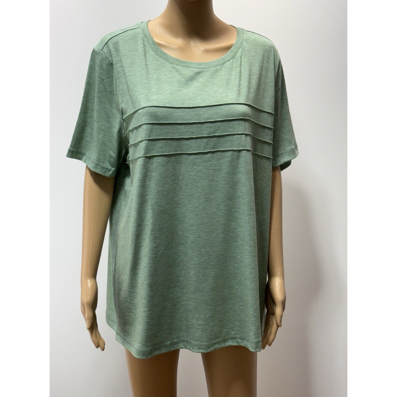 Automet Green Soft Stretch Ribbed Front T-shirt Top Size XXL NEW