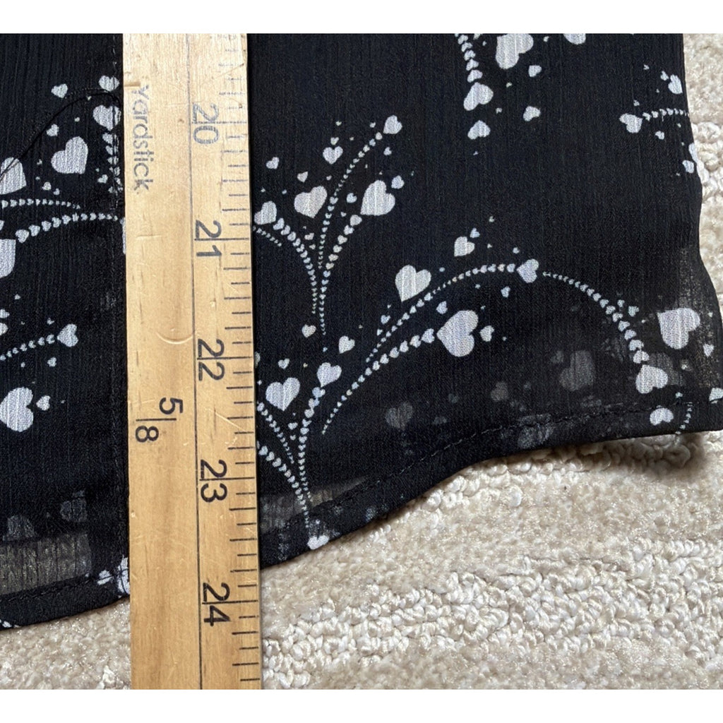 Ann Taylor Loft Blouse Womens Small Lined Long Sleeve Black Floral Ruffle BOHO