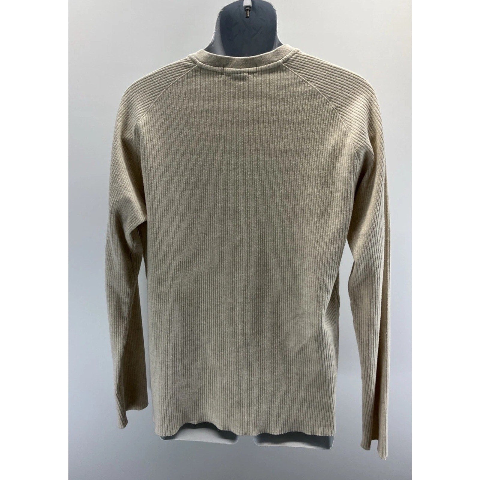 Polo Ralph Lauren Ribbed Knit Sweater Mens Medium Beige V-Neck Cotton