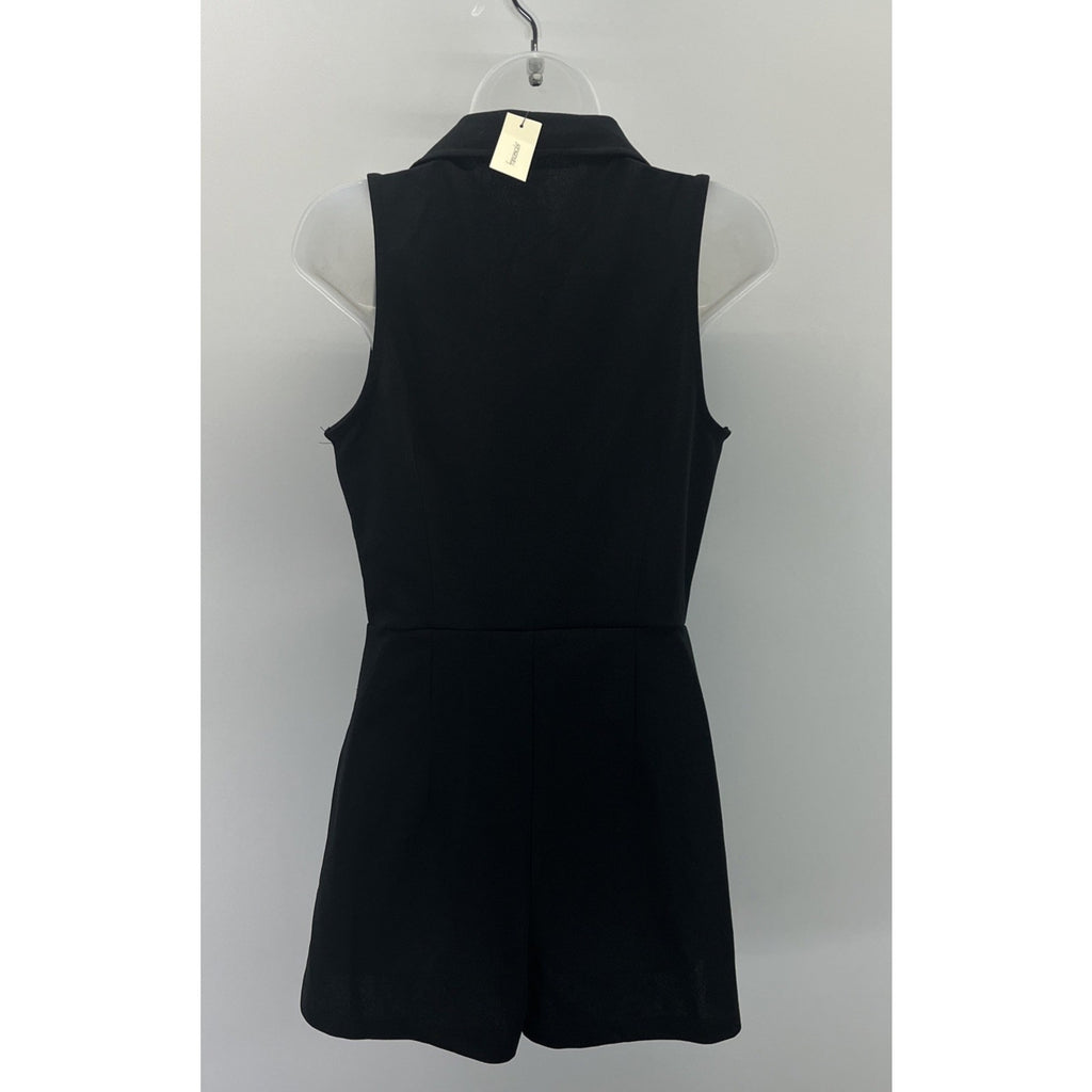 NWT Blue Rain X Francesca’s Womens Black Romper Sz S Button Down Sleeveless