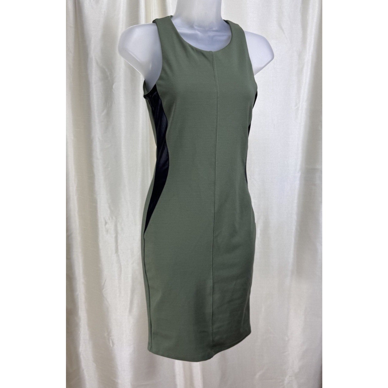 Kardashian Kollection Sleeveless Dress Women's Small Army Green with Black