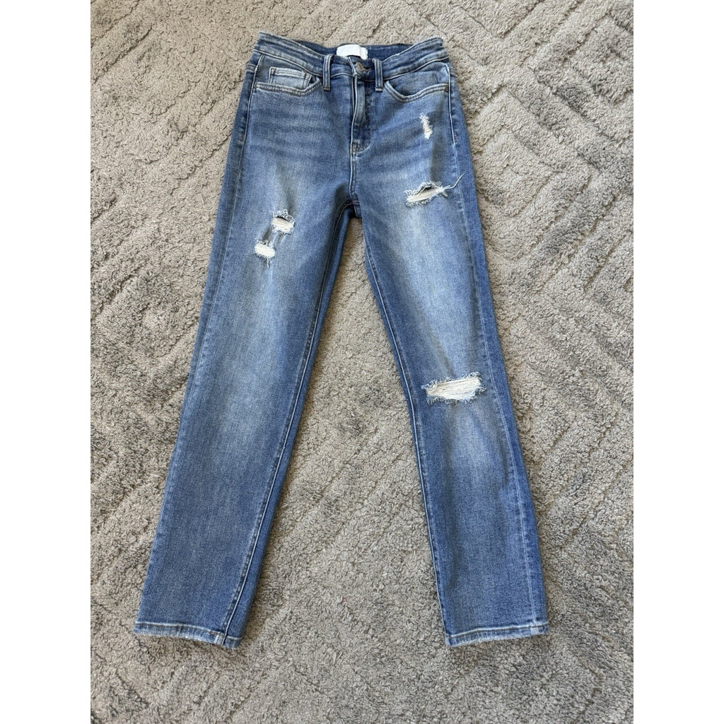 VERVET Jeans Womens 26 Distressed Skinny Straight Blue Denim Mid Rise Stretch