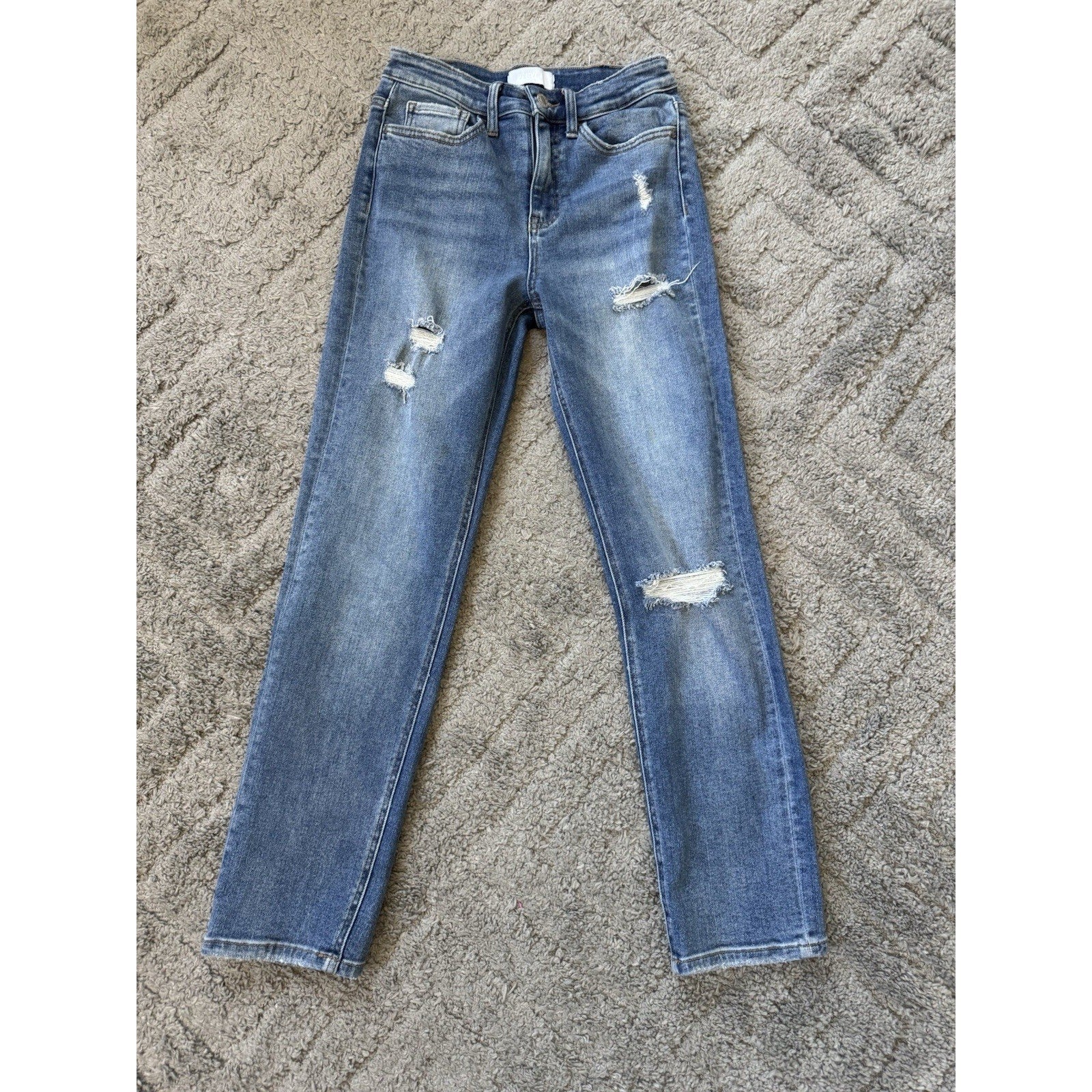 VERVET Jeans Womens 26 Distressed Skinny Straight Blue Denim Mid Rise Stretch