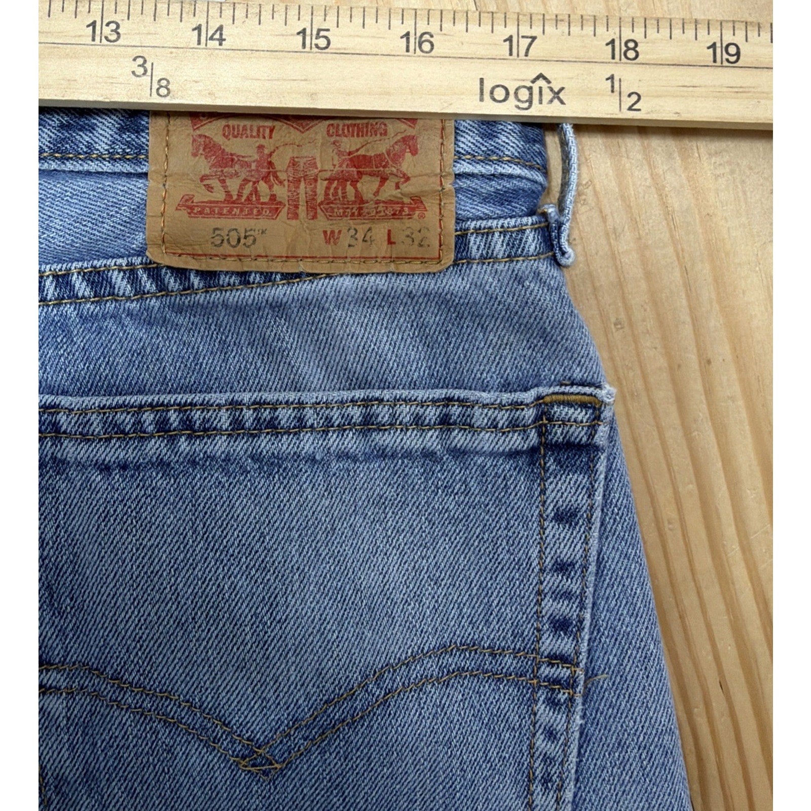 Levis 505 Jeans Men's 34x32 Regular Blue Straight Leg Workwear