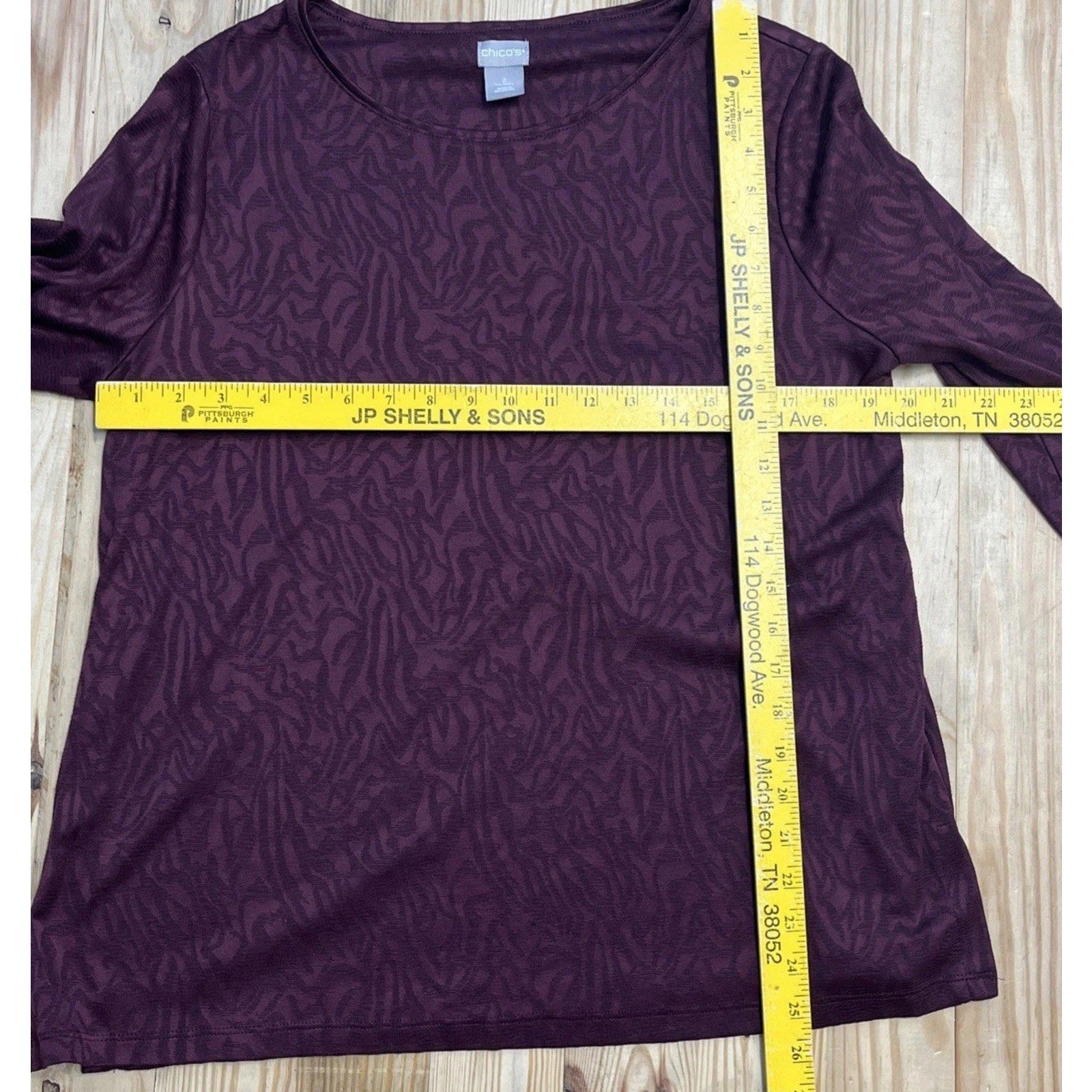Chico's Brown/Burgundy Round Neck Soft Stretch Top L