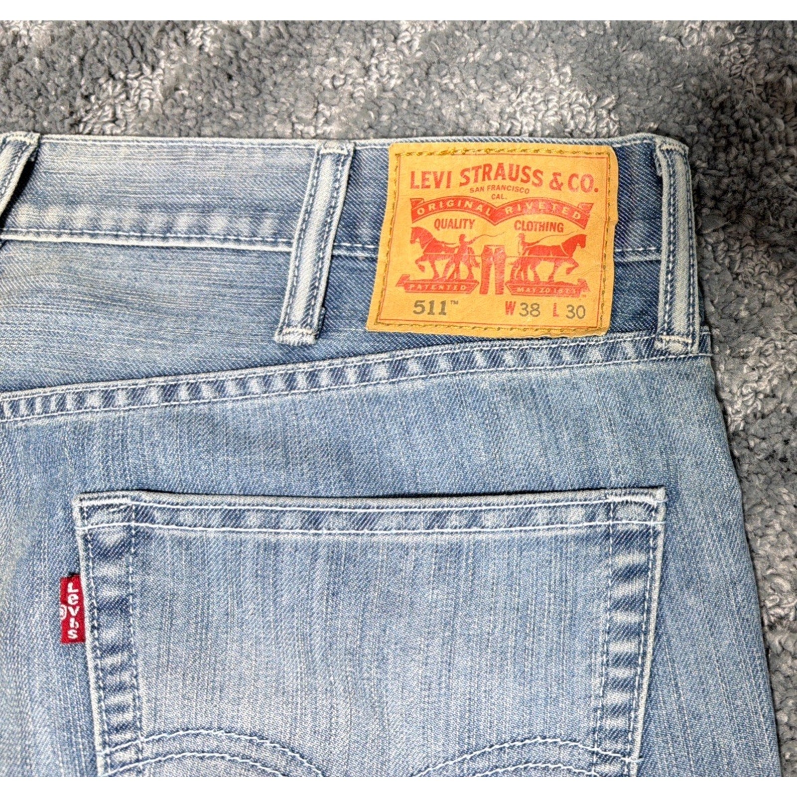Levi's 511 Men's Jeans Size 38x30 Light Stone Wash Slim Fit Mid Rise