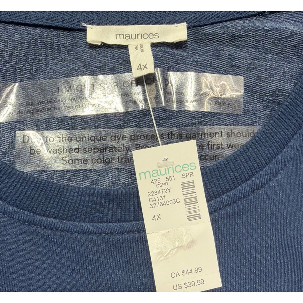 Maurices Sunhaven Striped Sleeve Crewneck Sweatshirt Plus Size 4X NWT