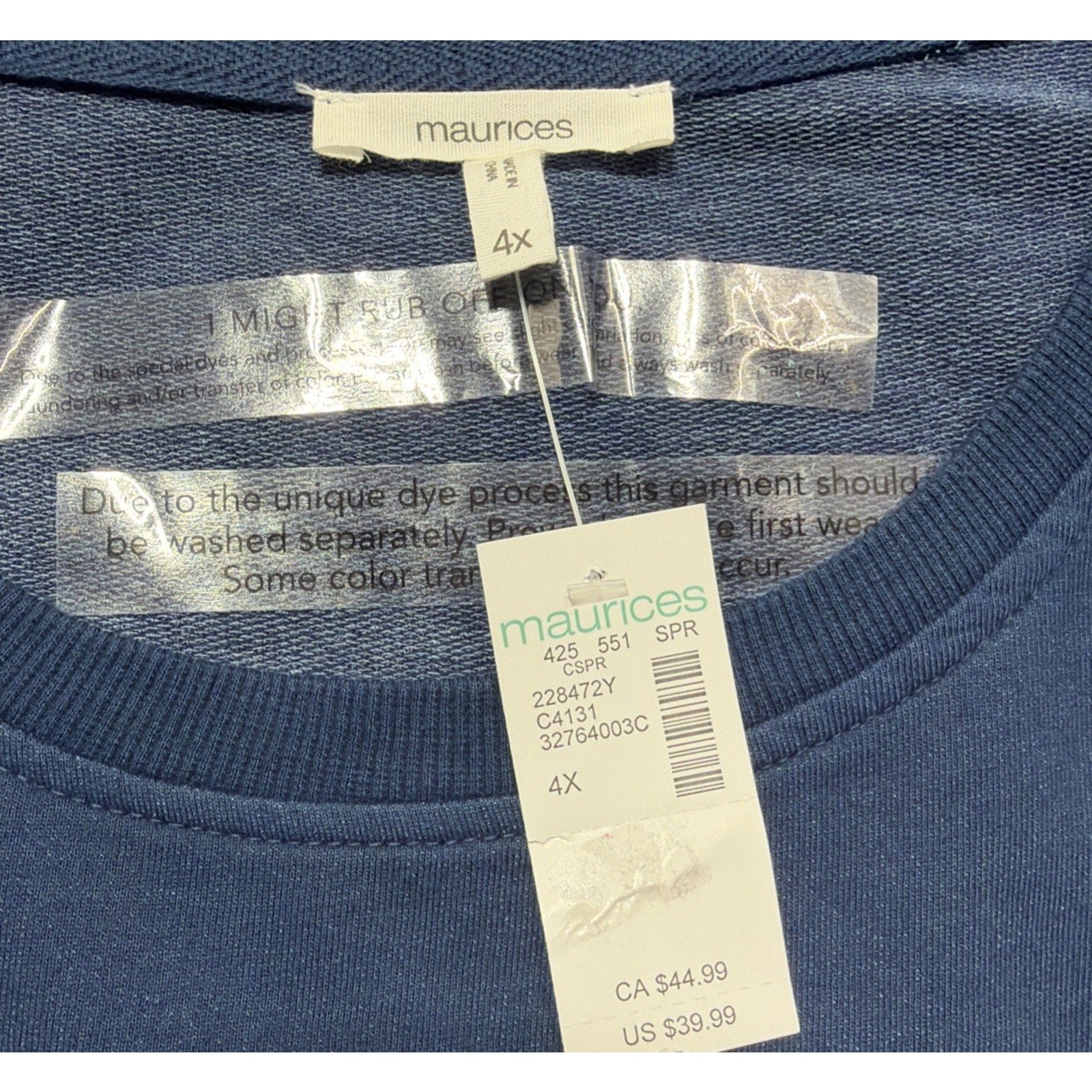 Maurices Sunhaven Striped Sleeve Crewneck Sweatshirt Plus Size 4X NWT