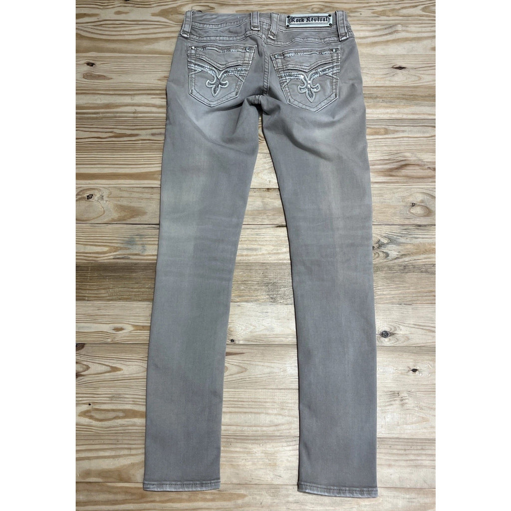 Rock Revival Boris Ankle Skinny Jeans Beige Size 27