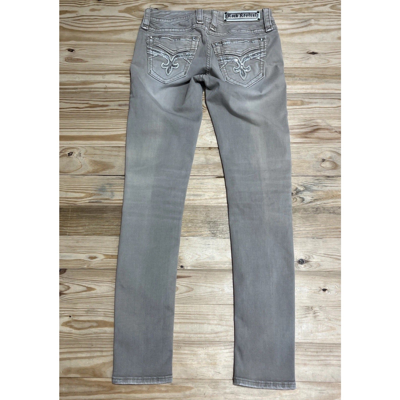 Rock Revival Boris Ankle Skinny Jeans Beige Size 27