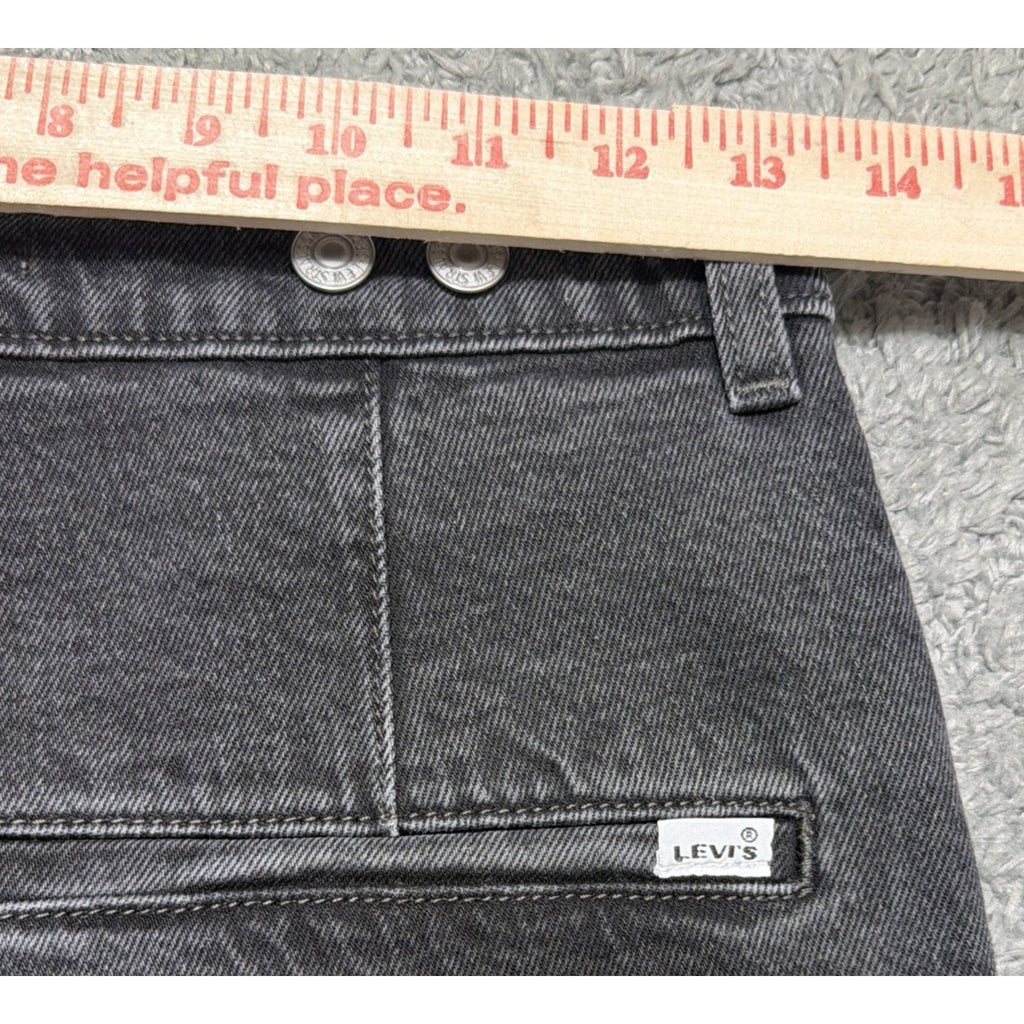 Levis Jeans Womens 26 Black Ribcage Straight Ankle Button Fly Stretch Denim NWT