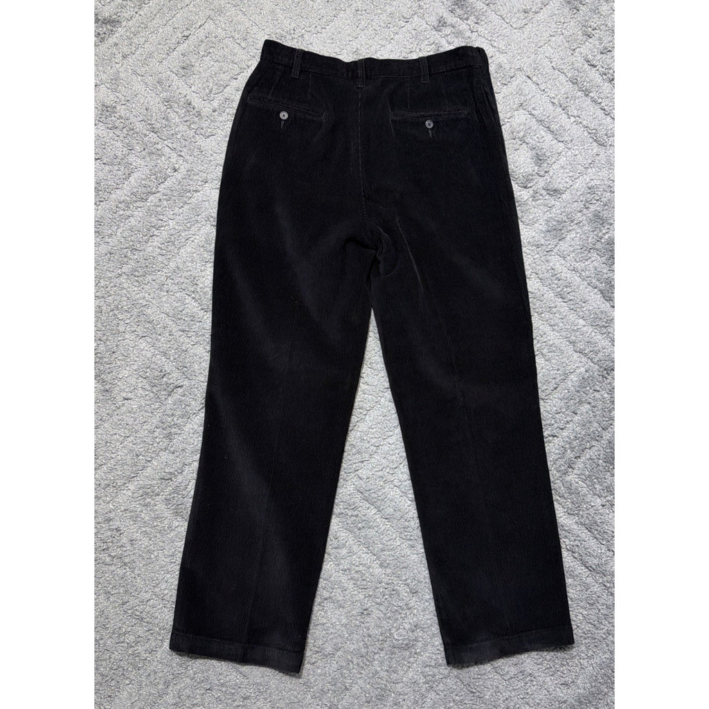 Club Room Men’s 34x29 Black Corduroy Pants 100% Cotton Flat Front