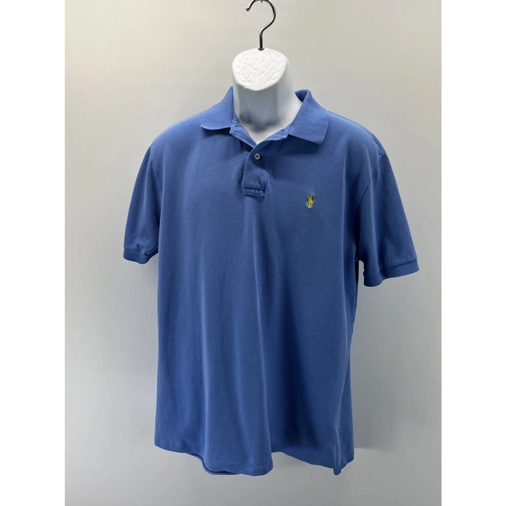 POLO Ralph Lauren Blue Polo Shirt w/ Yellow Pony Logo Mens Large