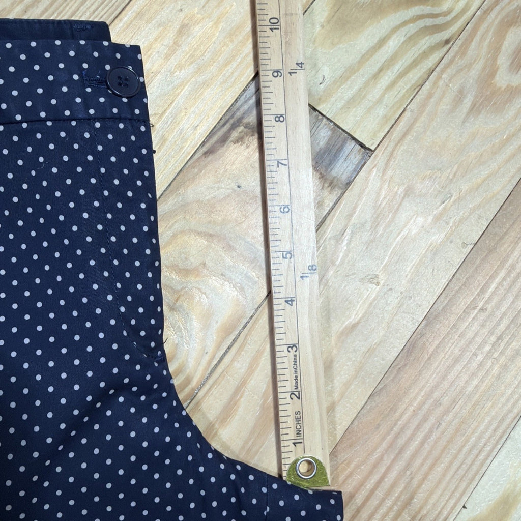 Talbots Women 10 The Weekend Chino Ankle Pants Polka Dot Navy Flat Front Stretch