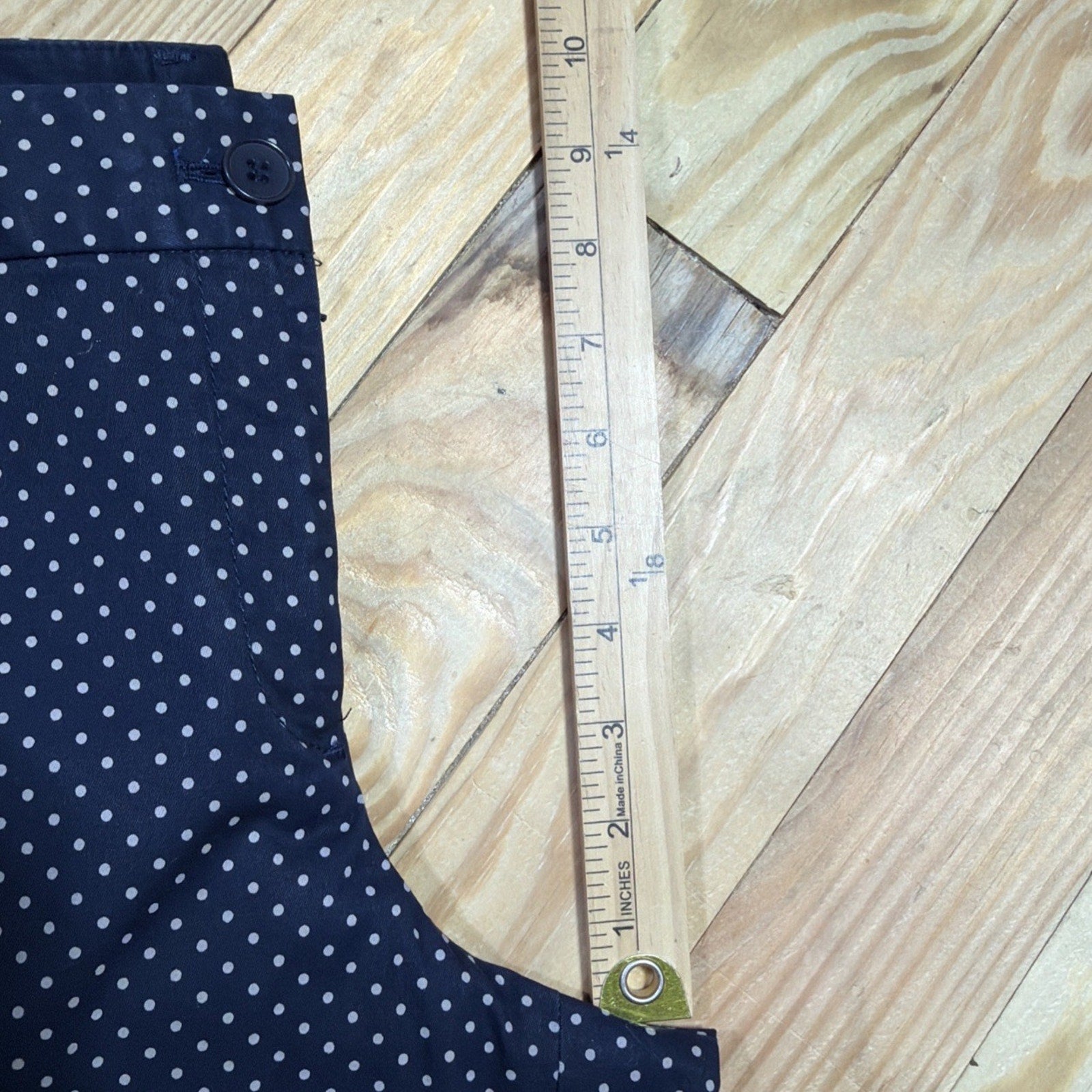 Talbots Women 10 The Weekend Chino Ankle Pants Polka Dot Navy Flat Front Stretch
